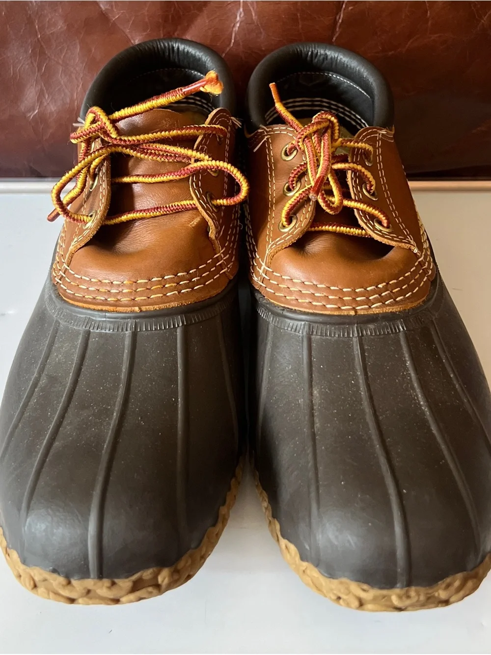 LL Bean Boots Men Size 10 N Gumshoes Duck Brown Rubber Leather